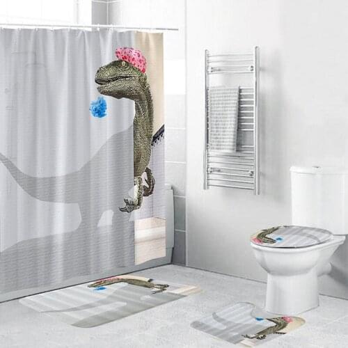 New Dinosaur Flower 3D Digital Print Shower Curtain Art Bohemian Style Waterproof Polyester Bathroom Decorative Shower Curtain