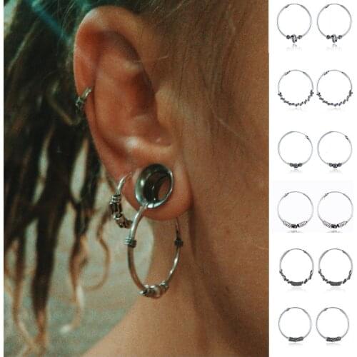 3Pair Ethnic Vintage Metal Color Big Hoop Earrings For Women European Bohemian Retro Round Circle Earrings Handmade Jewelry E42