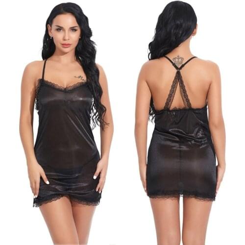 WomenS Charming Underwear Sexy Suspenders Lace Nightdress Black Red Blue XL XXL Sleepwear