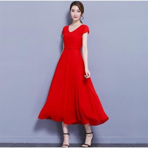 Summer Autumn Fashion 2020 New Women Vestidos Casual Chiffon V-neck Short Sleeves A-line Maxi Dress Big Size 7XL Ruffles Dress