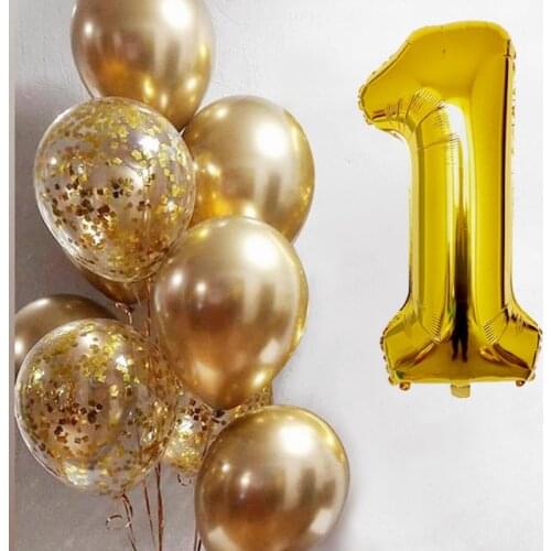 10pcs 32 Inch Number Foil Balloons Birthday Party Decoration Boy Girl 1 2 3 4 5 6 7 8 9 Years Old Birthday Balloons Supplies