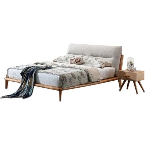 1212H303B Original Nordic Modern Simple style Ash solid wood with stable ranked skeleton soft bed-rest large bed frame
