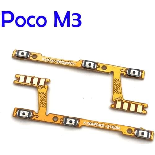20Pcs/Lot, For Xiaomi Poco M3 Power Button Switch & Volume Up / Down On / Off Button Flex Cable
