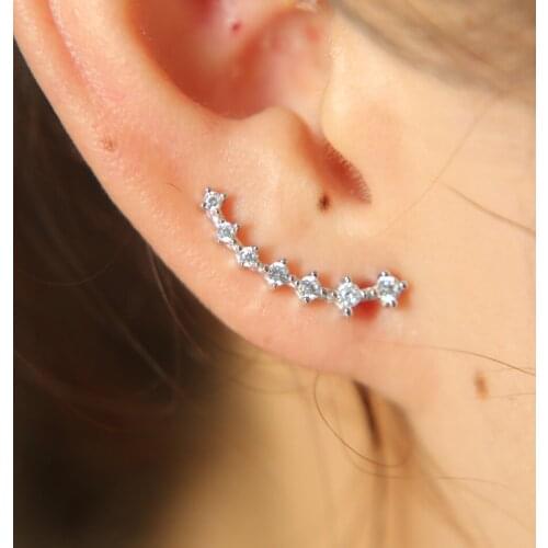 2017 factory wholesale 100% 925 sterling silver long wire AAA cubic zirconia climber Cubic zirconia sparking bling earring