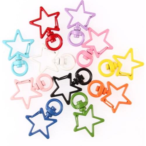 5/10/15 pcs 6*33 mm New Cute Candy Color Star Shape Hollow Key Chain Key Ring keychain DIY Accessories Lobster Clasp Wholesale