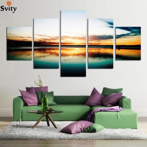 Fashion 5 piece large canvas art cheap painting modern abstract HD image oil painting seascape wall decor for living room hotel