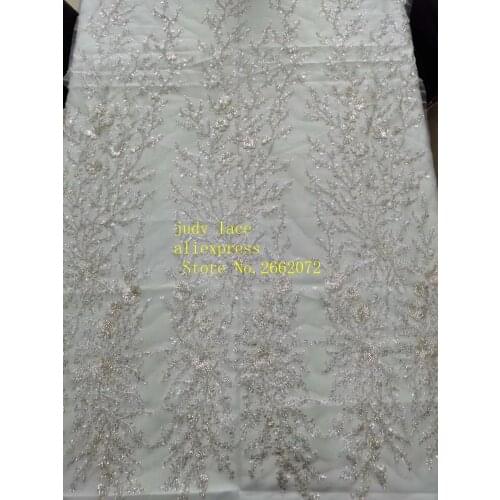 5yards/bag Silver sequins embroidered with beaded plant designs are used in high-end fabrics for wedding dresses LPX10