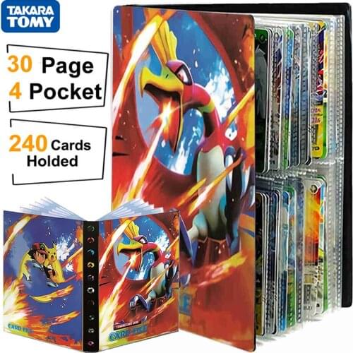 4 Pocke Pokemon Album 240 Card Anime Collection Book Binder Playing Game Display Liver Pokémon Map Holder Folder Kids Toys Gift