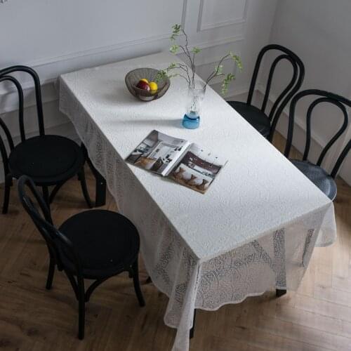 White Lace Tablecloth Hollow Decoration Cover Cloth Napkin Coffee Table Village Jacquard Photo Background Cloth Table Cover