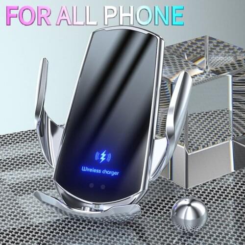 15W Automatic Clamping Qi Wireless Car Charger For iPhone 12 11 XS XR X 8 Samsung S20 S10 Sensor Fast Charging Car Phone Holder