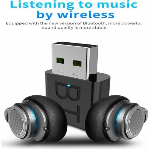 Bluetooth 5.0 Audio Transmitter Receiver USB Adapter For TV PC Car Speaker Black