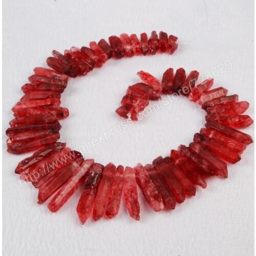 BOROSA 3 Strands Rainbow Dyed Color Cluster Aura Druzy Quartz Crystal Point Pendant Loose Beads G0730