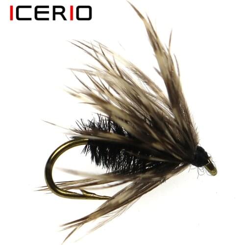 ICERIO 8PCS Pheasant Feathers Hackle Dry Flies Tying Hook Trout Fishing Fly Lure Bait