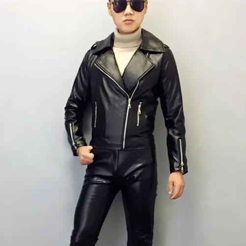 Hot 2020 Spring New Thin Locomotive Leather jacket Male Korean Slim Handsome Nightclub Personality Tide Jackets Coats XS-3XL