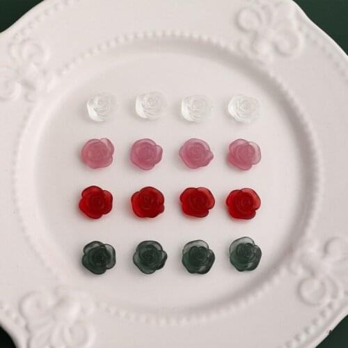 Matte matte tea rose buds resin patch DIY handmade jewelry earrings earrings accessories materials 10PCS