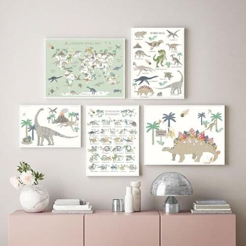 Dinosaur Print Modular Art Posters Playroom Canvas Painting Nursery Wall Art Prints Nordic Wall Picture Boy Kids Room Decoration
