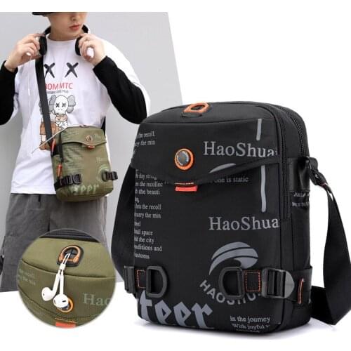 Mens Outdoor Leisure Sports Shoulder Bag Trend Hip Hop Messenger Bag Waterproof Mobile Backpack Letter Print