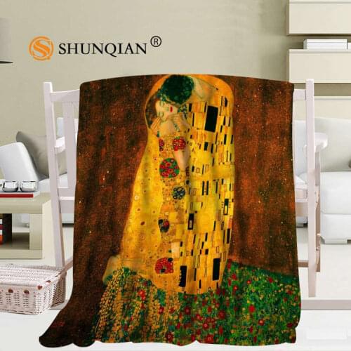 Custom Gustav Klimt The Kiss Blanket Soft DIY Your Picture Decoration Bedroom Size 56x80Inch,50X60Inch,40X50Inch