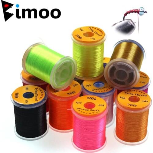 Bimoo 12 Colors 70D Fly Tying Thread for Midge Nymph Small Dry Flies Size 14~22 Fly Fishing Lure Making knitting Material UV