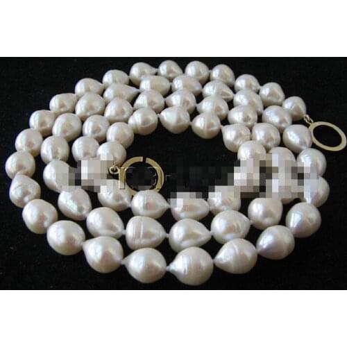 33" 13mm natural white baroque freshwater pearl necklace