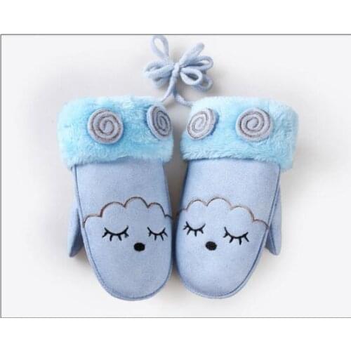 Super Warm Winter Mittens for Children Boy Girl Soft Furry Velvet Cartoon Red Ski Snow Gloves Mittens Full Fingers Gloves 1-5Y