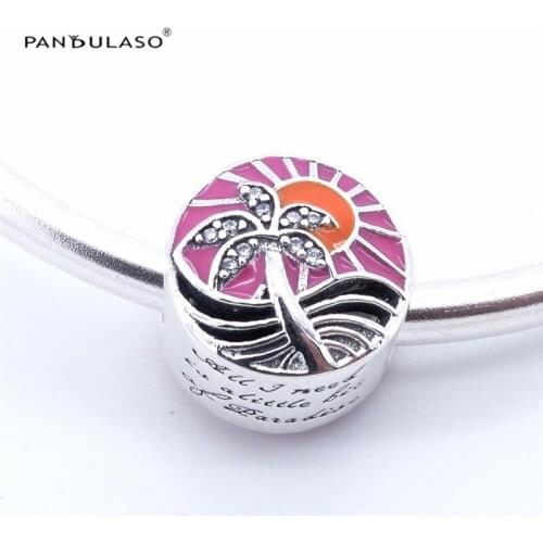Popular Silver Charms Paradise Sunset Charm Fits For European Charms Bracelets For Woman DIY Beads Jewelry Making
