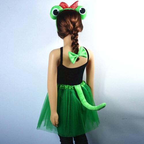 Frog Prince Girl Cosplay Headband Tutu Skirt Set Accessories Kids Children Birthday Party Props Halloween Costume Christmas Gift