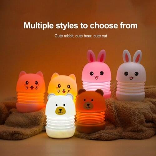 USB Charging Sensor Light Collapsible Cartoon Silicone LED Night Light Voice Control Induction Light For Cabinet Closet Room