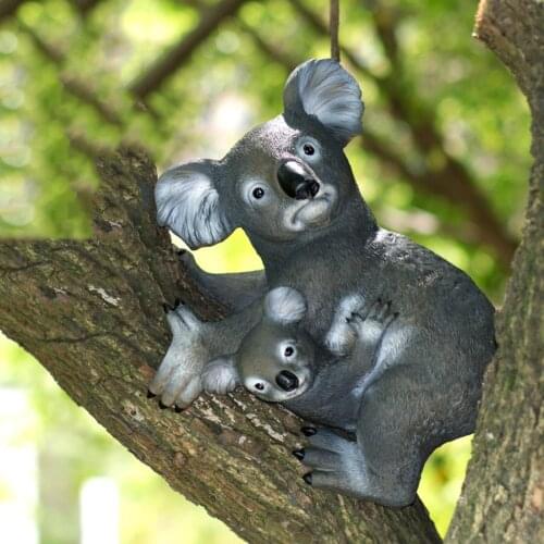 Resin Koala Statue Tree Mounted Hanging DIY Outdoor Garden Tree Decoration Animal Sculpture For Garden Yard Decor Ornament