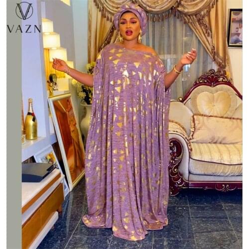 VAZN 2021 Free Size African National Wind Big Swing Maxi Long Dress Casual Young Loose Straight Slim Young Women Maxi Dress