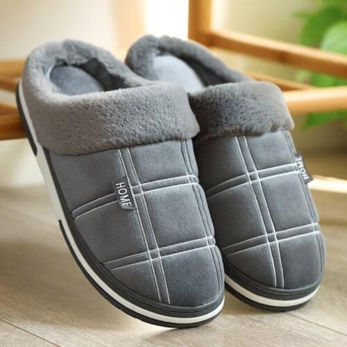 Mens shoes Home slippers Large Size 45-50 Adult slipper plush Winter Gingham Male Indoor slippers for men Factory Outlets House