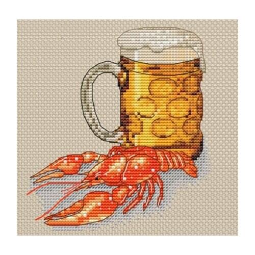 Top Little Pirate Counted Cross Stitch Kit Cross stitch RS cotton with cross stitch Lobster and beer