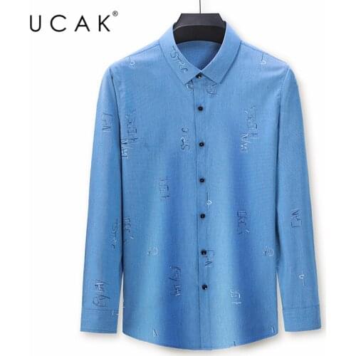 UCAK Brand Cotton Shirts Men Clothing Turn-down Collar Streetwear Shirt Pull Homme 2020 Spring Autumn New Fashion Clothes U6094