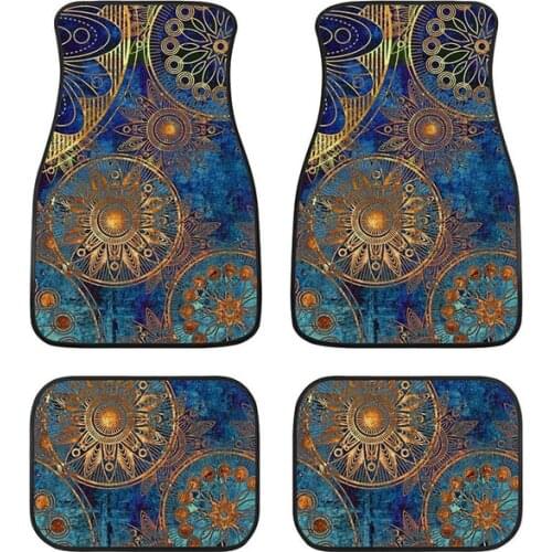 Aimaao Bohemian Hippie Mandala Gypsy Print Universal Car Floor Mats - Front & Rear Carpets 4 Pcs All Weather Car Interior