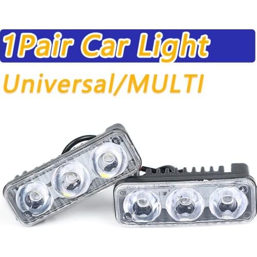 COOYIDOM Universal MULTI 1Pair LED DRL Car High Power Running Lights DC Lens Waterproof 12 - 24V white 6000k with Fog Lamps