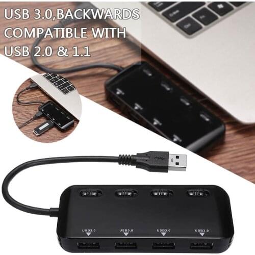 For Laptop PC 1pc High Speed USB 3.0 Hub External 4 Ports Adapter Splitter USB Expander Computer Accessories Pohiks