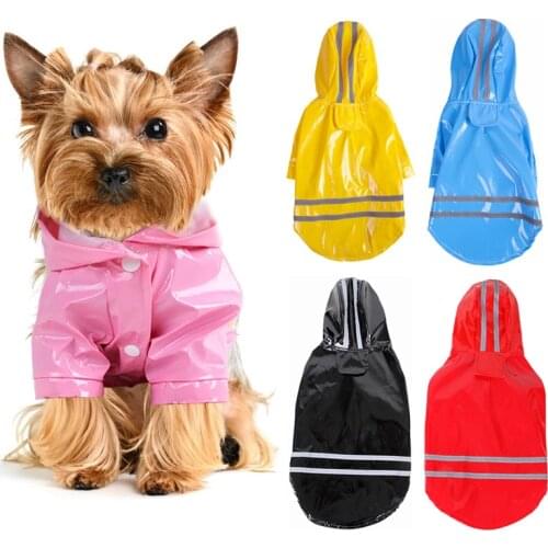 Waterproof Dog Jacket Reflective PU Puppy Pet Raincoat Summer Hooded Dog Rain Coat With Leash Hole Clothes For Small Dogs Cats