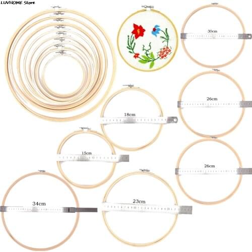 13-34cm Wooden Frame Hoop Circle Embroidery Round Machine Bamboo For Cross Stitch Hand DIY Household Craft Sewing Needwork Tool
