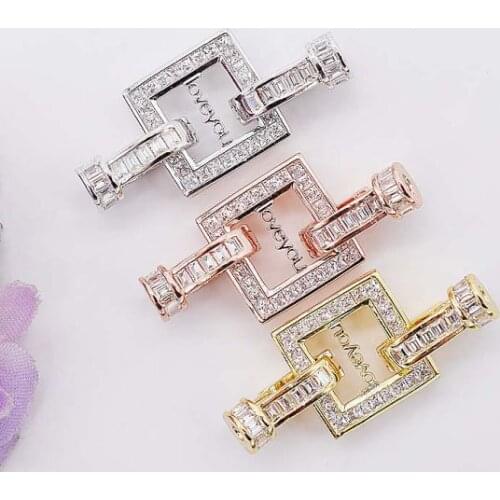 I love yousilver yellow rose zircon square 30mm Jewelry Clasp for making jewelry necklace DIY string wholesale hook FPPJ FPPJ