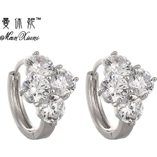 Manxiuni hot selling sparkling Cubic zirconia Crystal ear stud earrings for elegant women wedding jewelry bonsny emanco