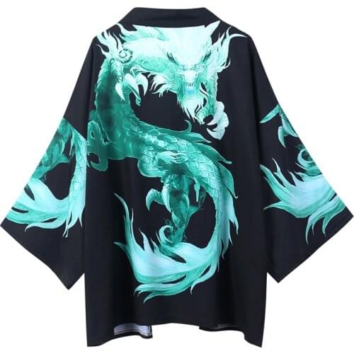 Women Harajuku Cardigan Japanese Kimono Summer Carp Print Loose Shirt Tops Casual Woman Man Kimonos Coat Couple Yukata Kimonos
