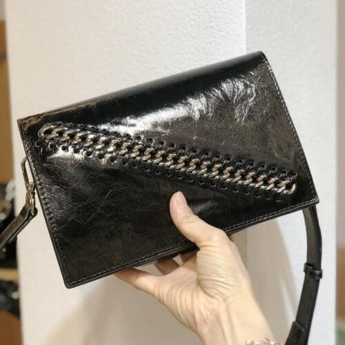 2020 Office New Designer Ladies Genuine Leather Bag White Black Bolsa Elegant Women Party Packing Flap Slung Crossbody Bags