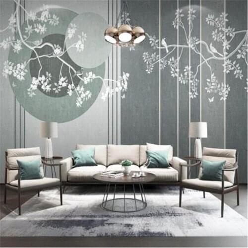Milofi custom 3D wallpaper mural new Chinese style flower and bird Zen TV sofa background wall photo decorative painting mural