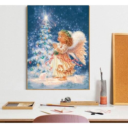 5D Diamond Painting Full Diamond Diamond Embroidery Cartoon Christmas Tree Angel Needlework Mosaic Cross Stitch Home Decoration