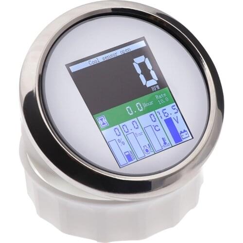 Car Digital Tachometer 85mm 5 in 1 Multi-functional Gauge Meter 9-32V Fuel Level Water Temp Oil Pressure 0~10Bar With Alarm