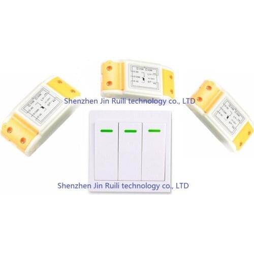 220V wireless remote control switch system 3pc Receiver & 1PC Wall Transmitter smart home Learning code adjustable 315/433MHZ