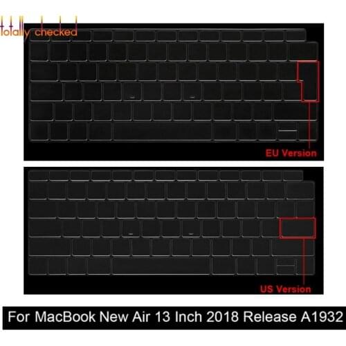 Euro US Japan 3 type TPU Waterproof Dustproof Laptop Keyboard Cover skin for MacBook 2018 Air 13" 2018 Release A1932