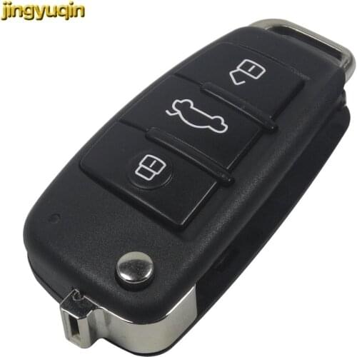 Jingyuqin 3 Buttons Flip Remote Car Key Shell Case For AUDI A6 For VW For Pasha Te For Bora For Skoda For Seat Without Blade