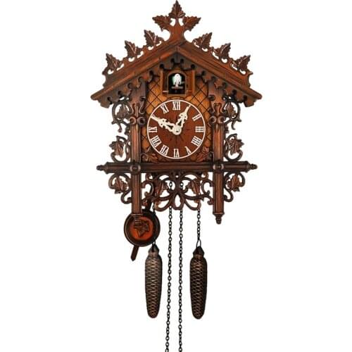 HOT SALE Wooden Hanging Wall Clock Bird Alarm Clock Cuckoo Clocks For Home Kids Room Decoration