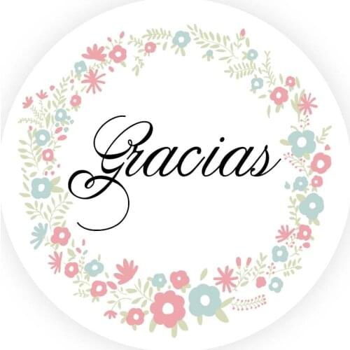 DouxArt 100 Pieces 4CM Stickers Seals Gracias Garland Wedding Decoration Baptism Communion Favors Handmade Gift Label